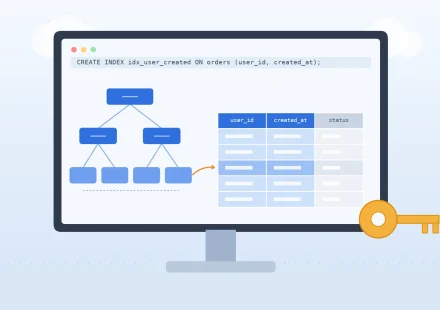 MySQL 인덱스 설계 - B-Tree 인덱스가 복합 인덱스 컬럼을 가리키는 일러스트